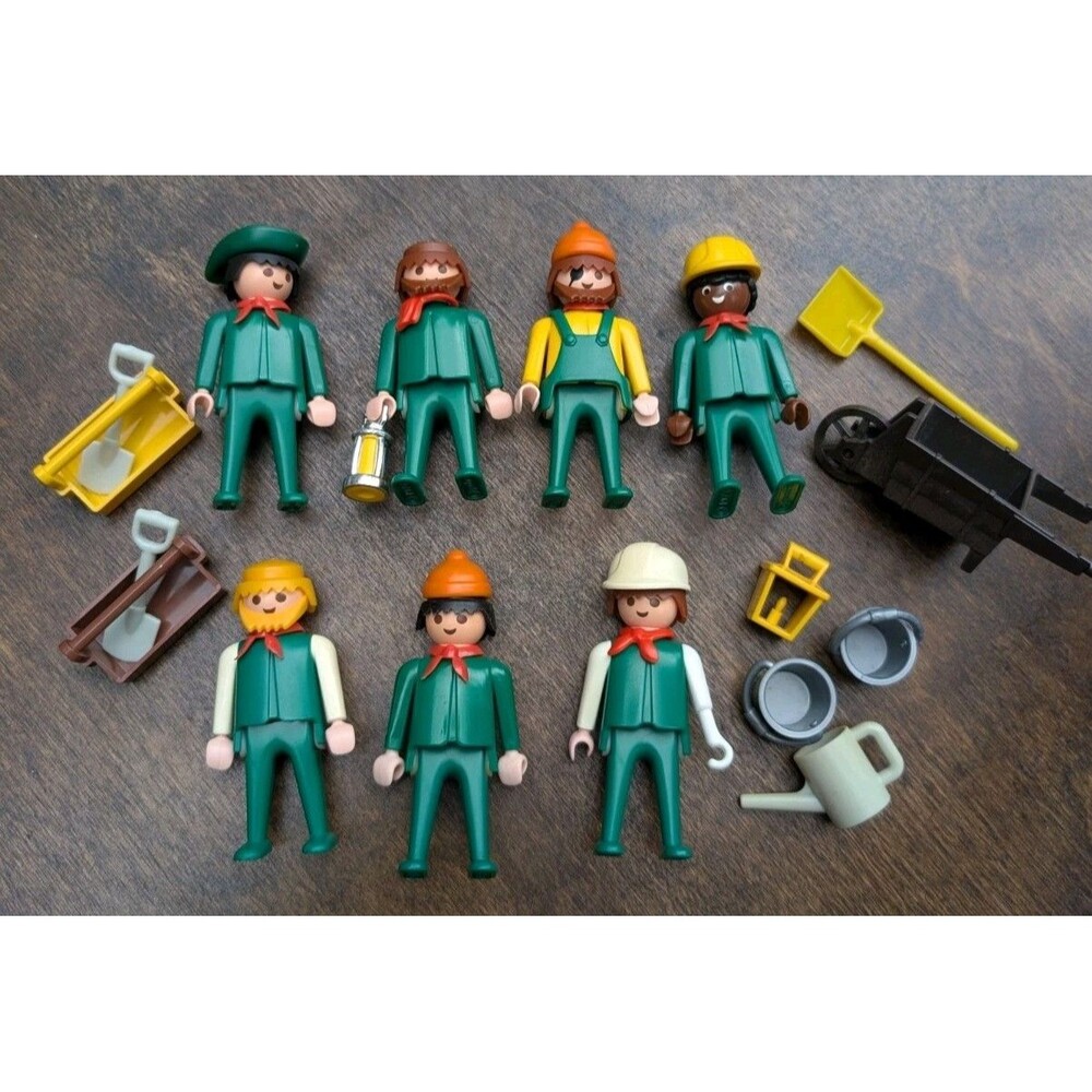 Vintage Playmobil Gardeners Workers Lot Figures Accessories Waldorf Pretend Play